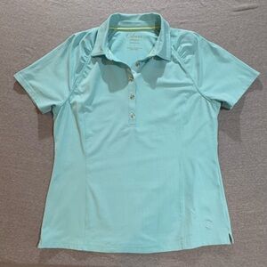 Womens Clover By Bobby Jones Performance Polo Golf Top Size Large Light Blue New